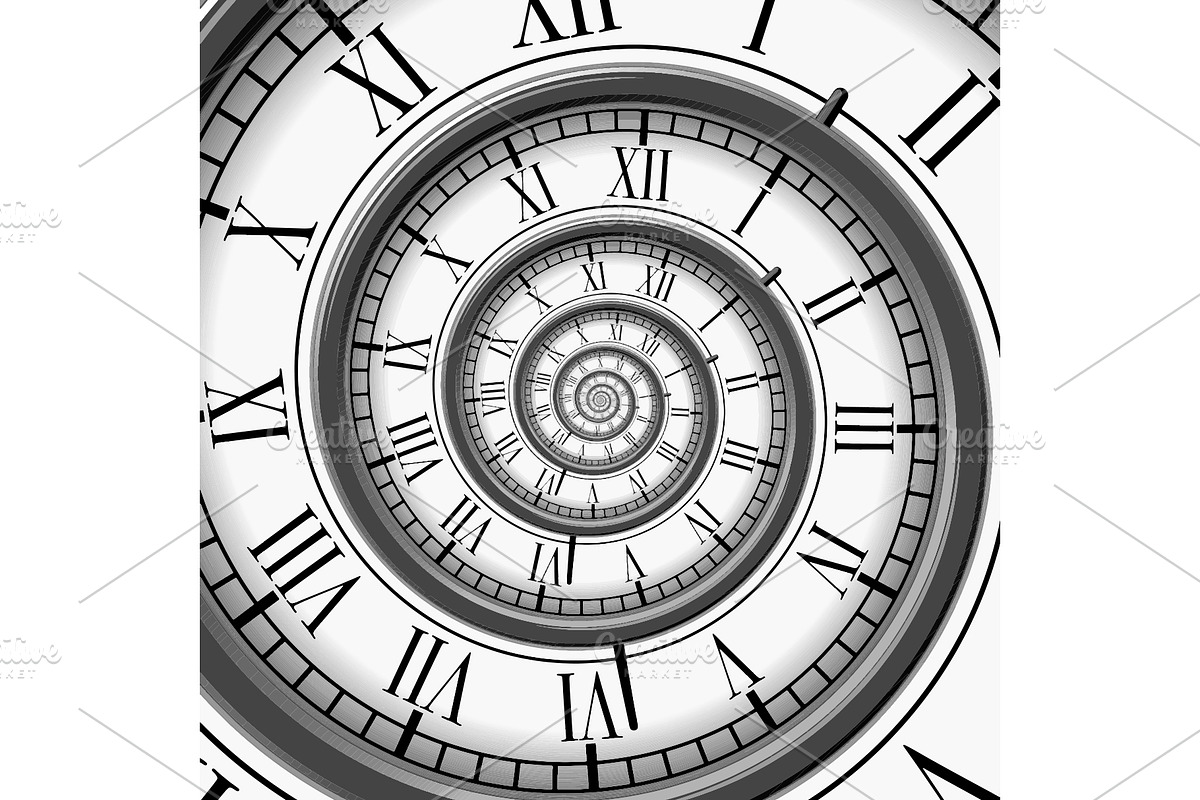 Spiral clock watch vector illustrati, an Object Illustration by AlexArt