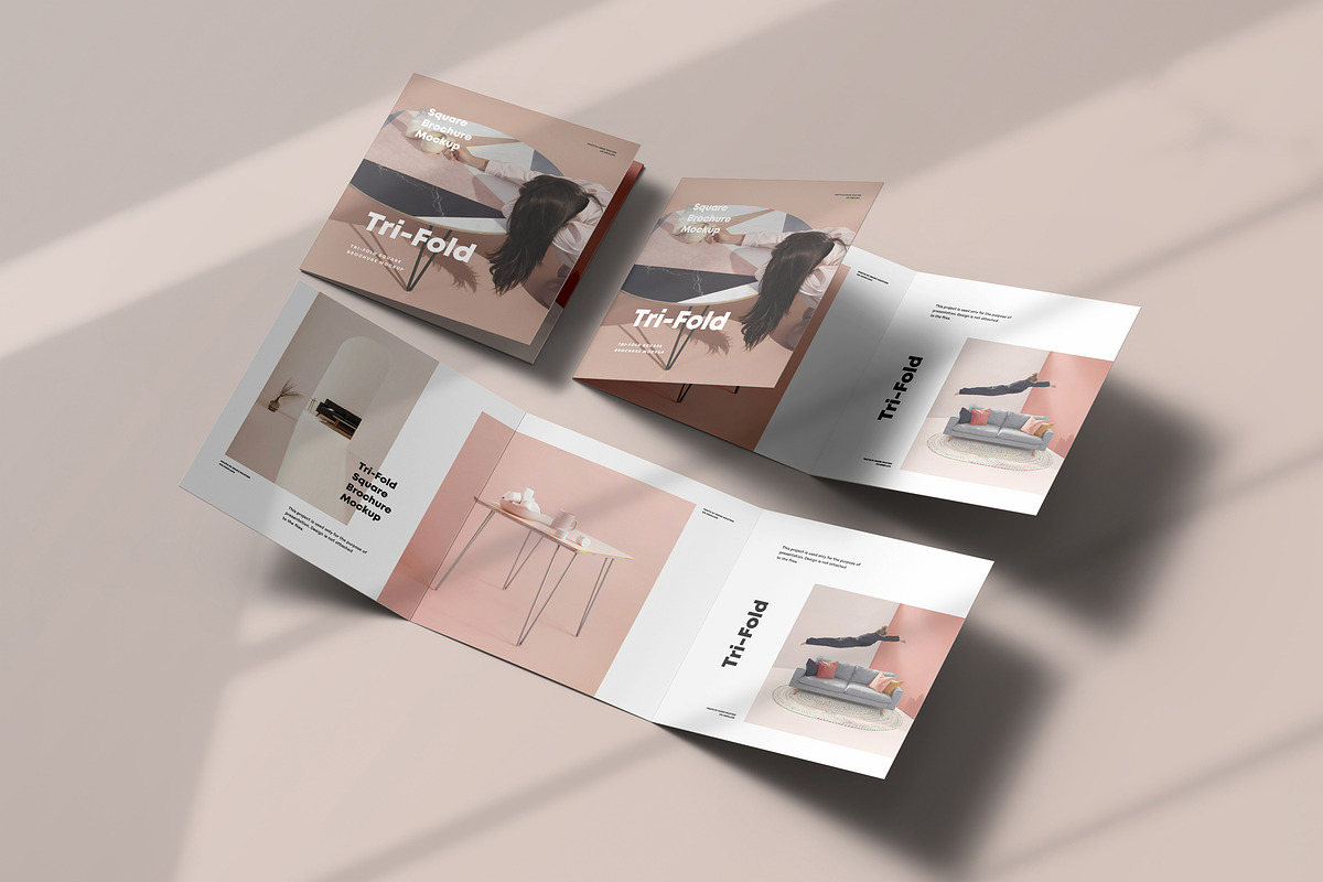 Tri-Fold Square Brochure Mock-up, an Advertising Mockup by Yogurt86 (Photo 13 of 16)