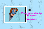 Procreate stamps, fashion girls, a Brush Add-On by MajorArtTm (Thumbnail 1 of 3)