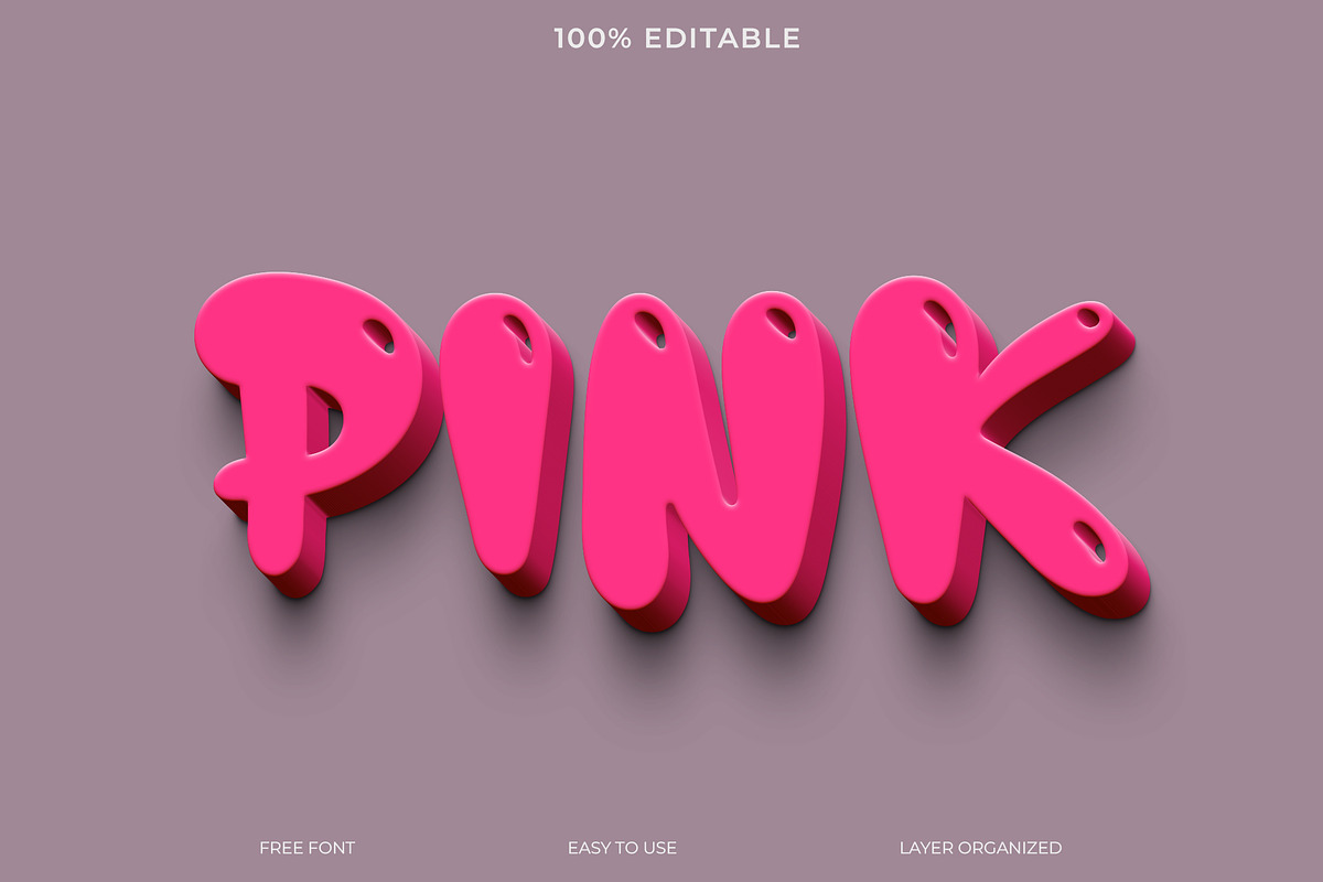 3D Pink Bubble Text Effect PSD, a Layer Style Add-On by Imamul001