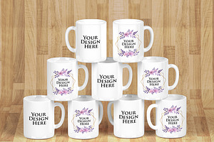 Set 3 scene - Stacked Mugs Mockup