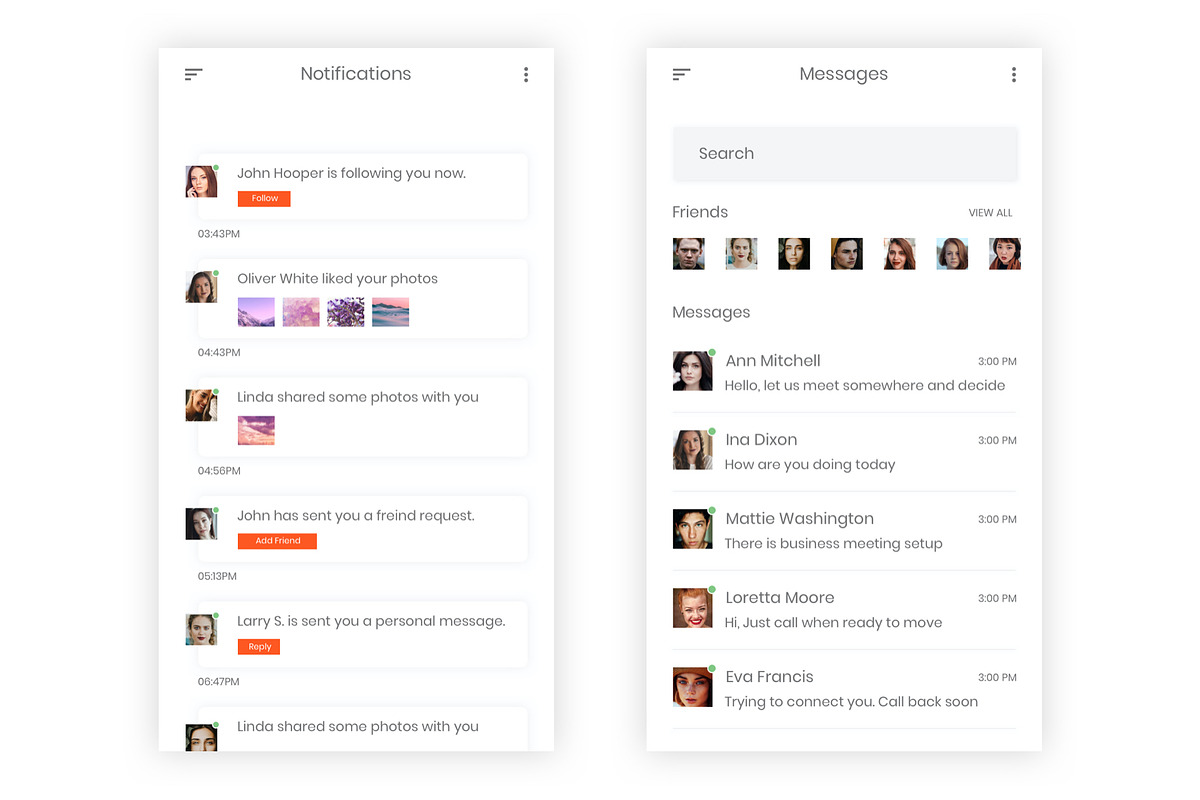 Chatting & Sharing Illustrator App, an UI Kit Template by themelove (Photo 8 of 11)