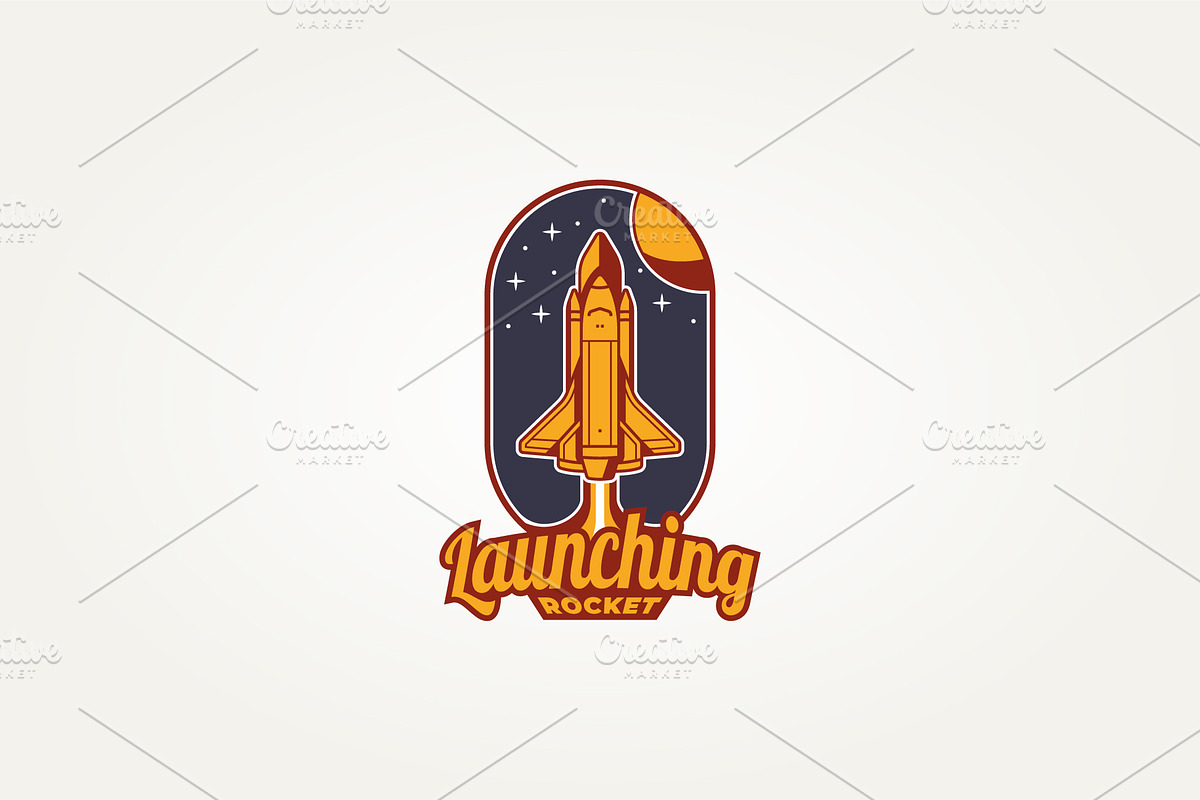rocket launch retro badge logo, a Branding & Logo Template by Blazybone