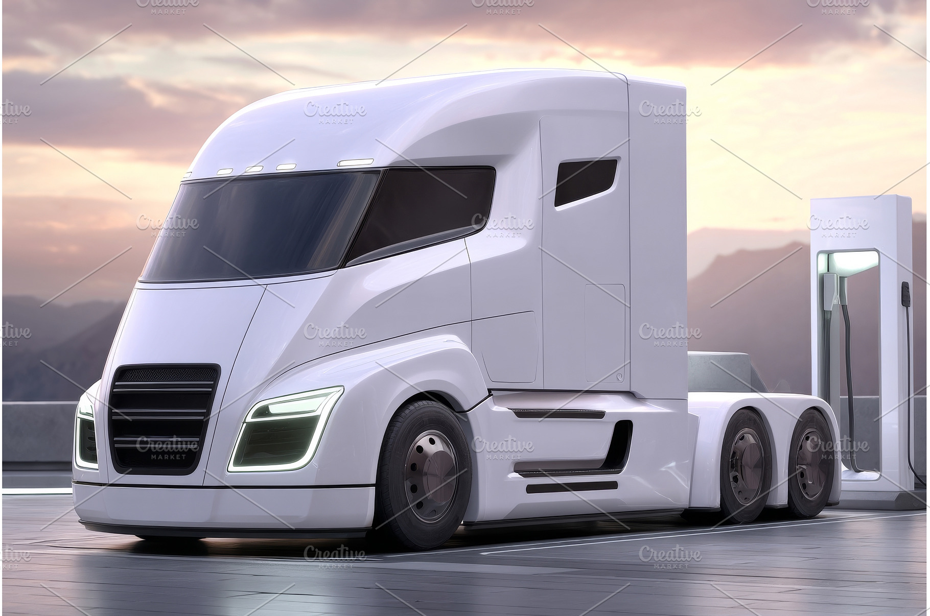 A futuristic truck is parked at a, a Transportation Photo by ZinetroN