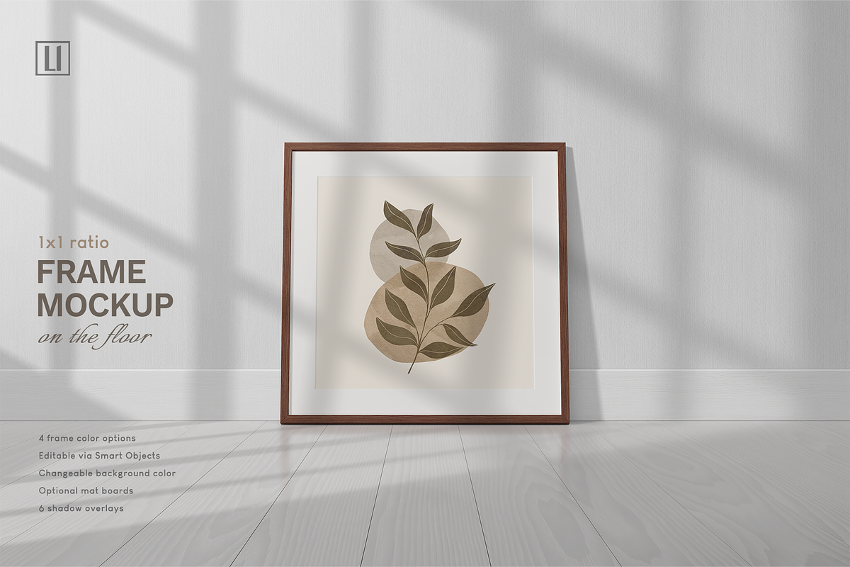 1x1 Square Frame Mockup on Floor, a Household Mockup by Lelu Art Design (Photo 1 of 11)