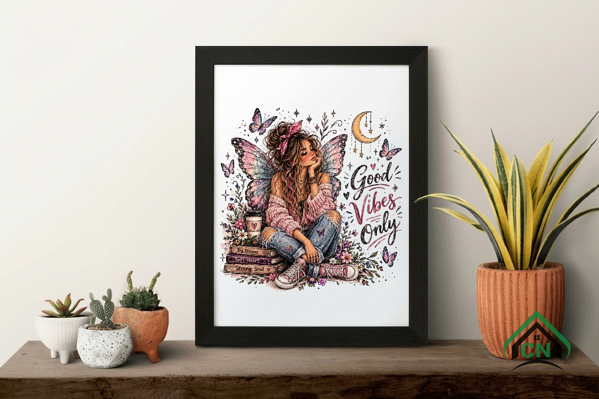 Good Vibes Only Butterfly Girl PNG, a Seasonal Illustration by Craft Nest (Photo 4 of 6)