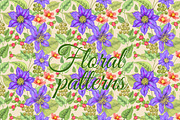 Floral patterns with clematis., a Pattern Graphic by MarinaVorontsova (Thumbnail 8 of 8)