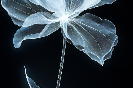 Ethereal X-Ray Style Floral Artwork on Black Background, an Abstract Photo by Natalia Klenova's Shop