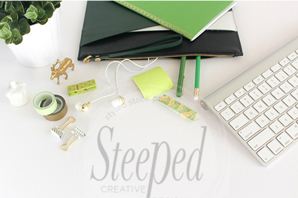 Green, white, desktop flatlay, a Social Media Template by life i design by Nicki (Photo 2 of 3)