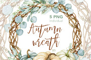 Watercolour autumn wreath PNG, a Decorative Illustration by Mary (Thumbnail 1 of 5)