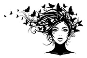 Woman Butterfly Hair Silhouette, an Object Illustration by yasushie (Thumbnail 7 of 31)