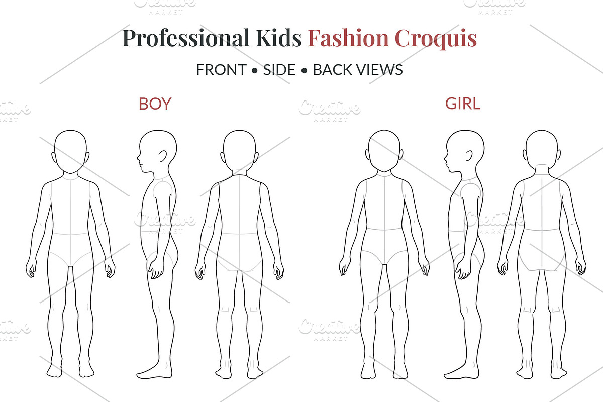 Kids Fashion Croquis Bundle, a Person Illustration by Shorena Fashion Draws (Photo 2 of 13)
