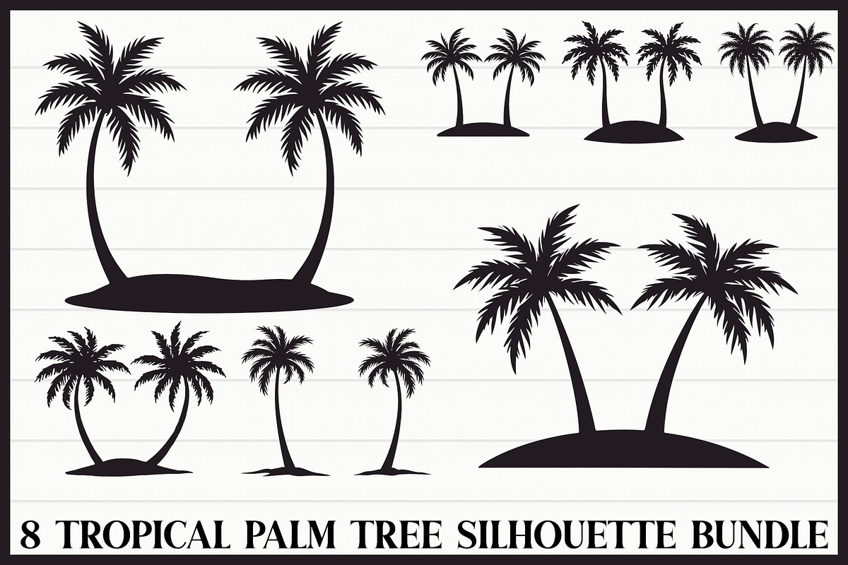 Coconut Tree Silhouette Pack, an Illustration by hafijul (Photo 1 of 9)