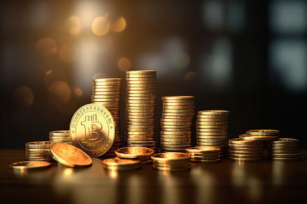 Stack of coins on black background, a Business Photo by AlyaAnd