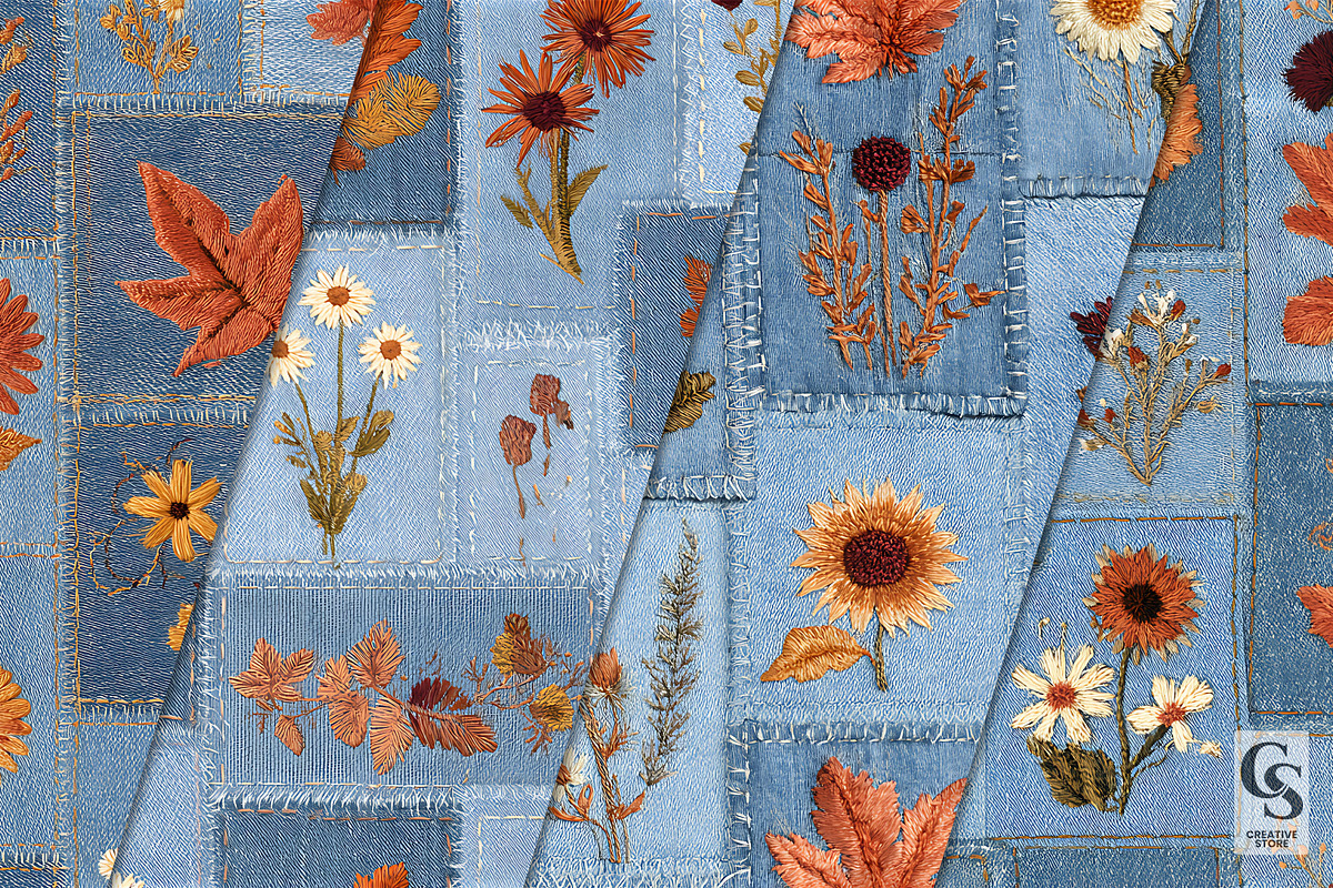 Embroidered Denim Seamless Pattern, a Pattern Graphic by Creative Store (Photo 2 of 5)