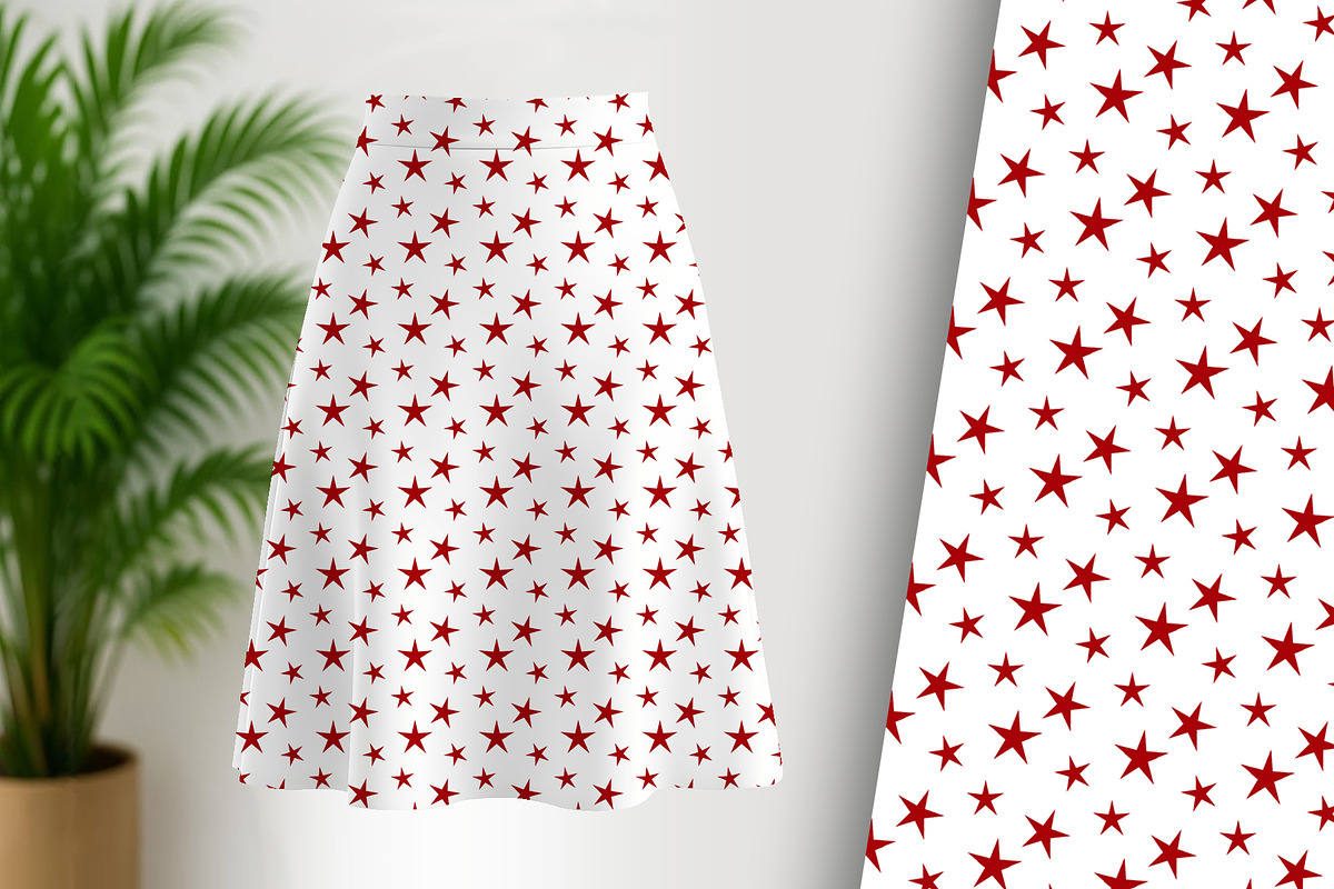 Red Stars on White Seamless Repeat, a Pattern Graphic by Sharon Schwalbe (Photo 3 of 6)