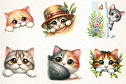 Watercolor Peeking Cat PNG Clipart, an Illustration by DreamCafeArt (Thumbnail 2 of 7)