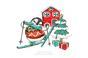 Winter Clipart, Cute Penguins, an Illustration by Collart Studio (Thumbnail 9 of 10)