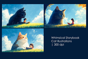 Whimsical Giant Cat Illustrations, an Animal Illustration by StockVerse Creative