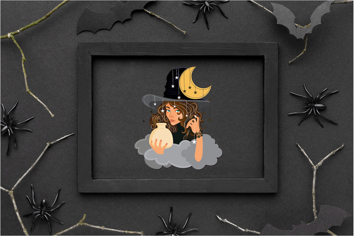 Halloween Witch, Cat, Bat Character, a Decorative Illustration by Imaginary Party (Photo 4 of 10)