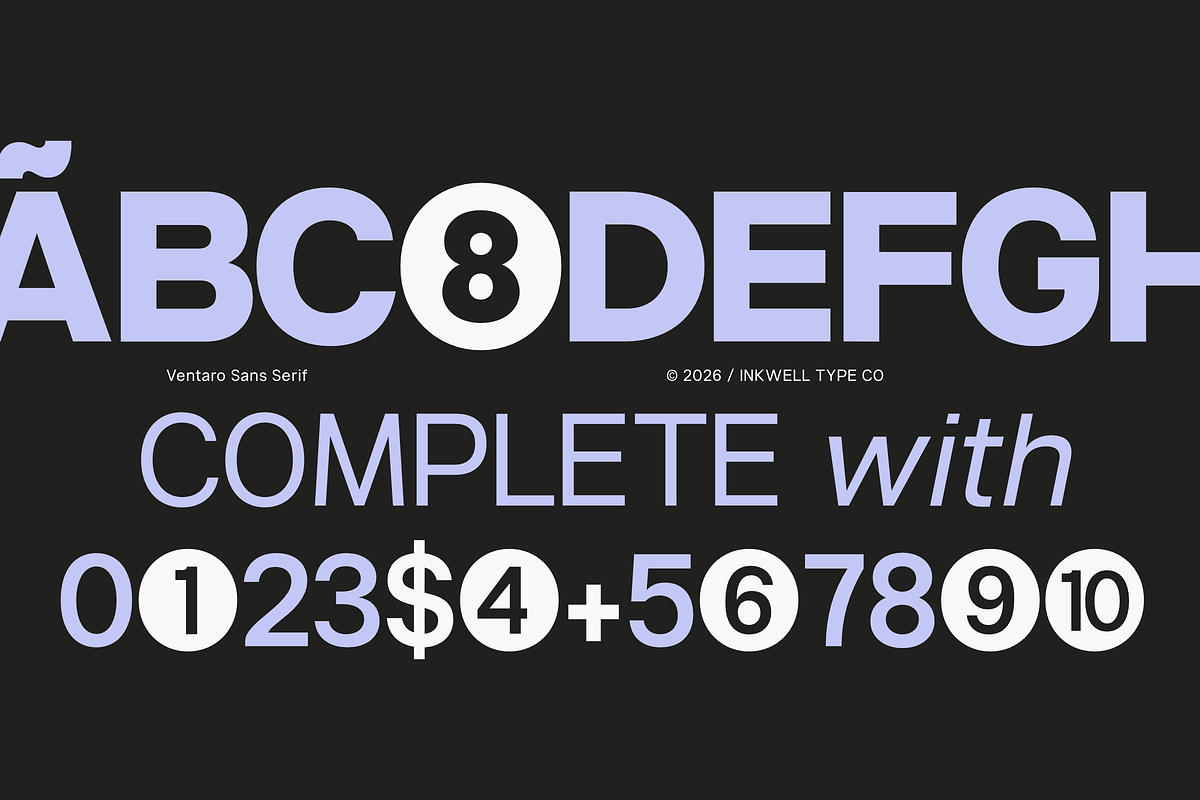 Ventaro — Extended Sans Serif, a Sans Serif Font by InkwellTypeCo (Photo 5 of 12)