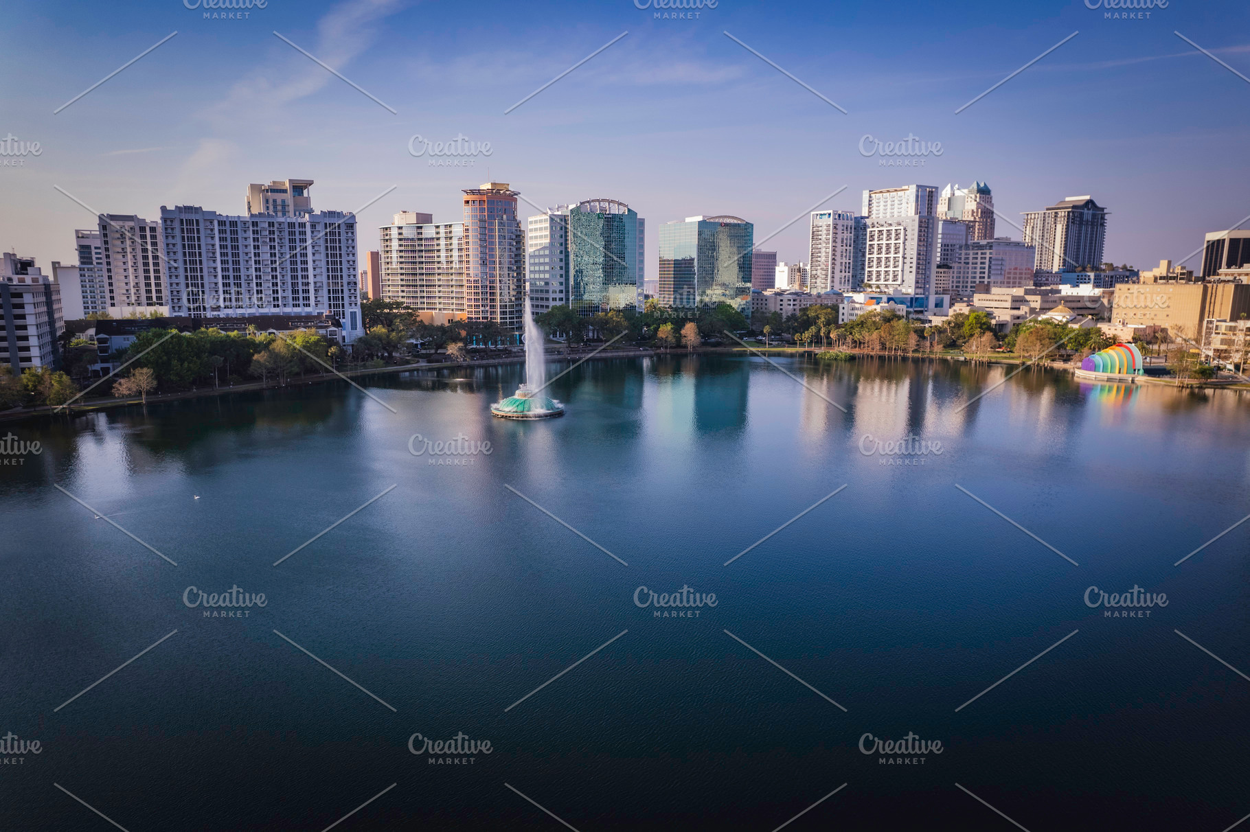Aerial photo of Lake Eola In Orlando, a Photo by Javier Art Photography