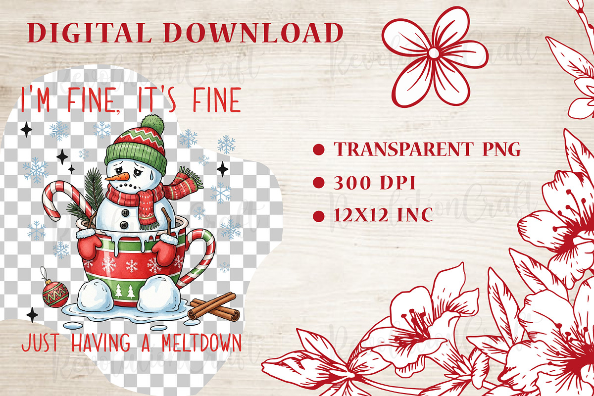 Funny Cute Snowman Png Christmas Png, an Illustration by OK Design (Photo 4 of 4)