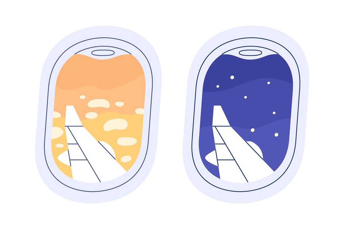 Views outside plane windows set, a Transportation Illustration by Good Studio (Photo 2 of 3)