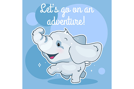 Cute elephant kawaii character, a Poster Template by The img