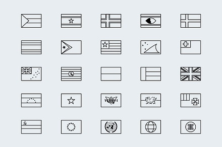 Simplified outline world flags