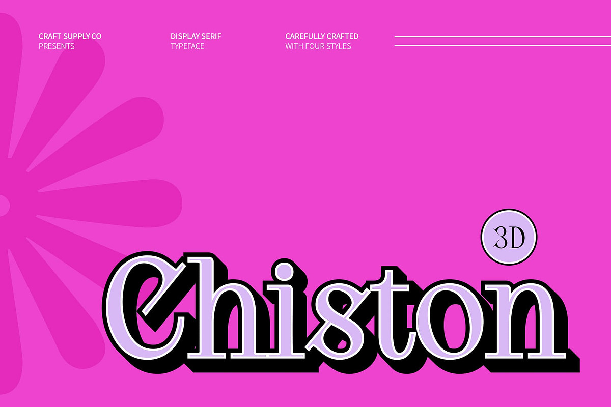 Chiston 3D, a Serif Font by Craft Supply Co. (Photo 1 of 8)