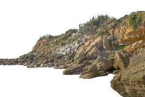 Rocky shoreline isolated photo, a Photo by DanFLCreativo