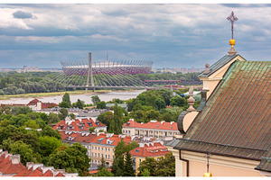 National Stadium and Vistula River, an Architecture Photo by kavalenkava