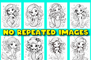 50 Cute Mermaid Coloring Pages, an Animal Illustration by Design Station (Thumbnail 2 of 3)