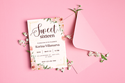 5 Sweet Sixteen Invitations Floral, a Templates & Theme by TemplateCastleStore (Thumbnail 5 of 9)
