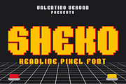 Sheko - Headline Pixel Font, a Sans Serif Font by Valentino Vergan (Thumbnail 1 of 10)
