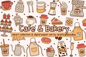 Cafe and Bakery Clipart and Patterns