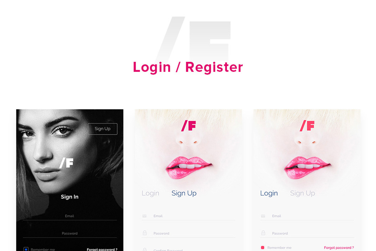 /F Fashion App UI Kit, a Templates & Theme by Slash Creative