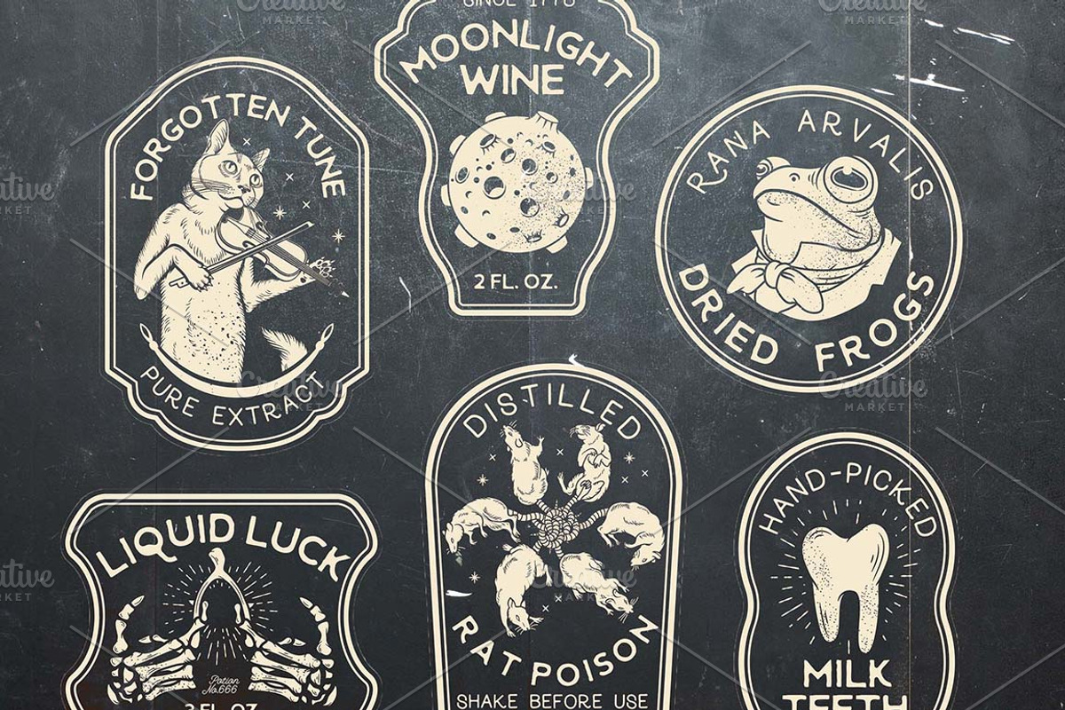 Halloween Bottle Labels, a Food Illustration by Moloko88 (Photo 3 of 5)