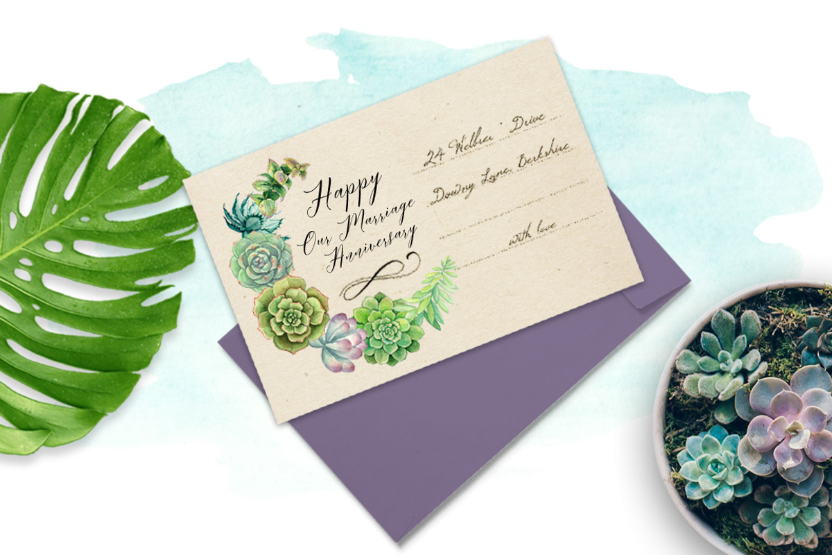 Watercolor Pretty Succulents, an Illustration by Graphobia (Photo 4 of 10)
