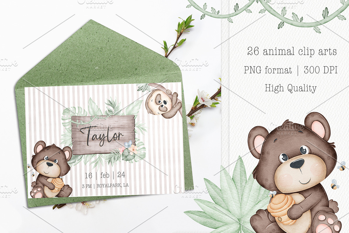 Jungle animals cliparts and patterns, an Animal Illustration by Tita Creative Studio (Photo 4 of 6)