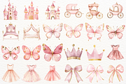 Pink Princess Watercolor Cliparts, a Person Illustration by SugarCloudStudioArt (Thumbnail 2 of 5)