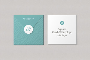 Square Card And Envelope Mockups