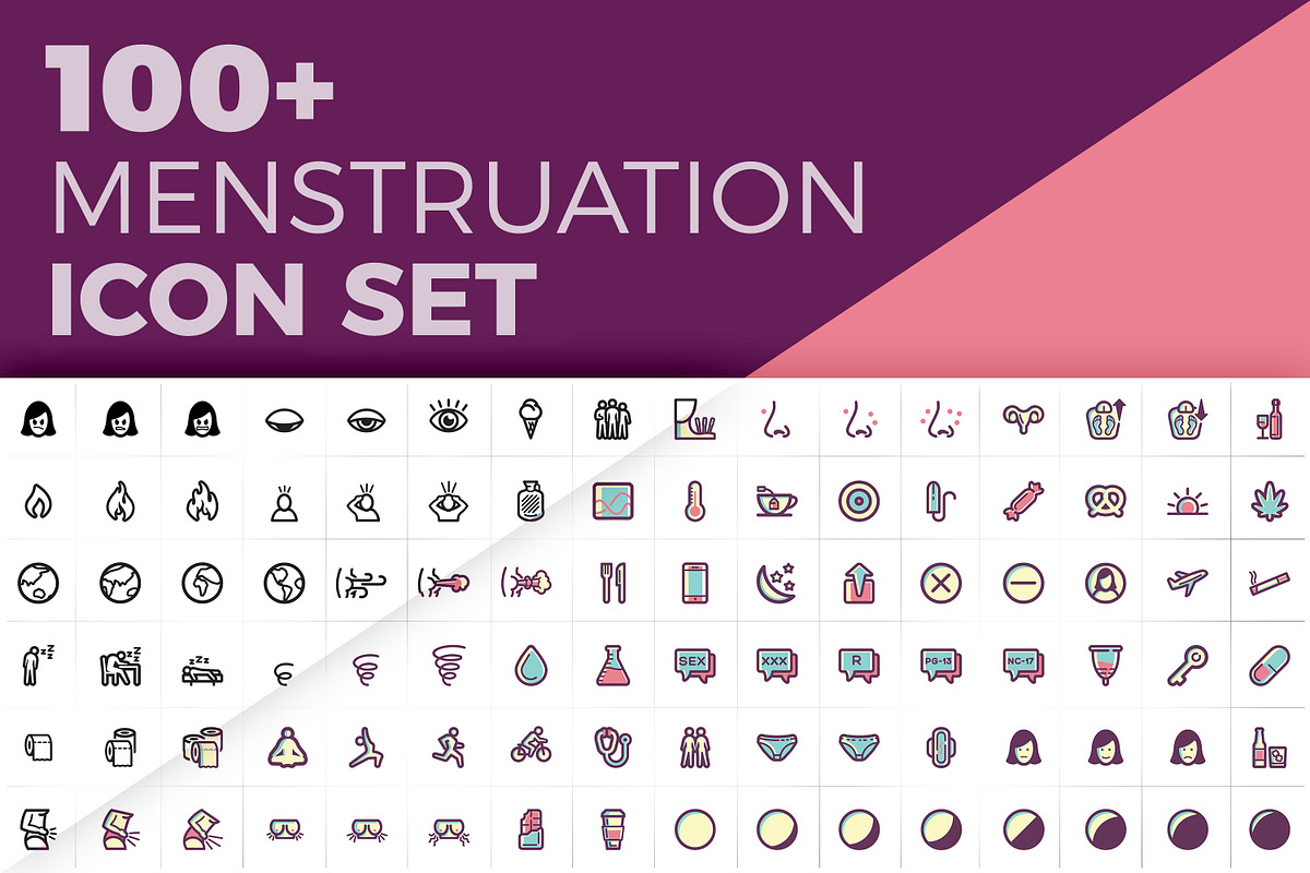 100+ Menstruation / Period Icon Set, an Outline Icon by RCDesigns (Photo 2 of 5)