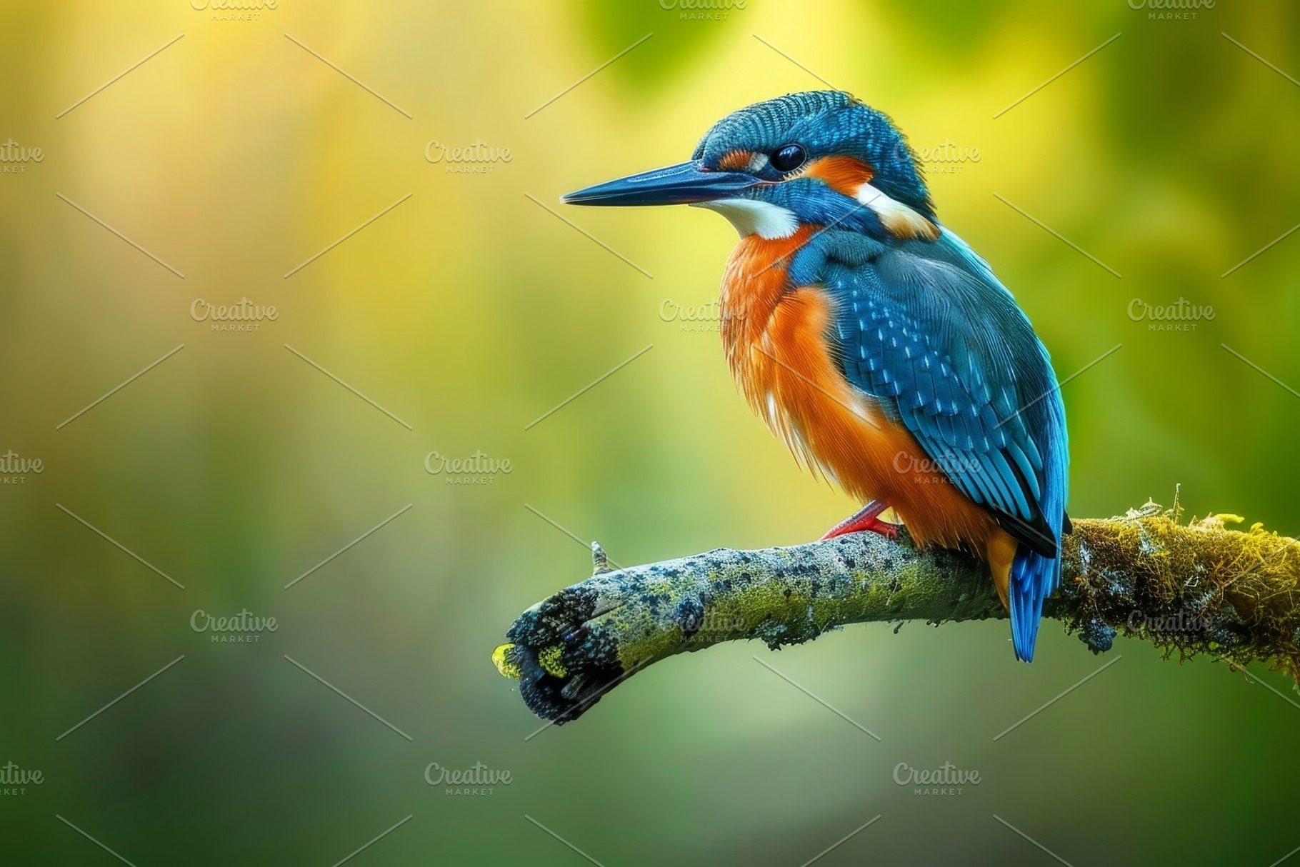 A striking kingfisher with bright or, a Photo by Tanuart