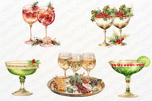 Christmas Drinks Watercolor Clipart