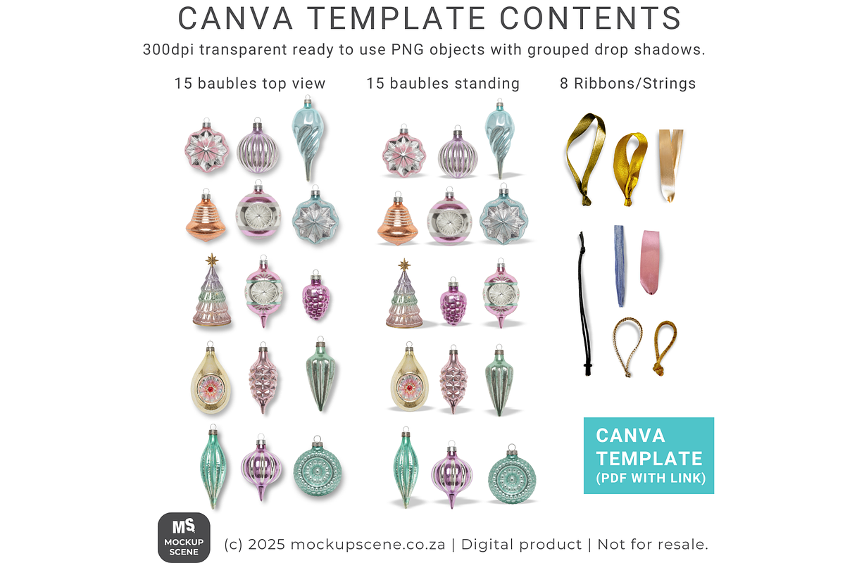 Vintage Christmas Ornaments Objects, an Object Graphic by Mockup Scene (Photo 4 of 12)