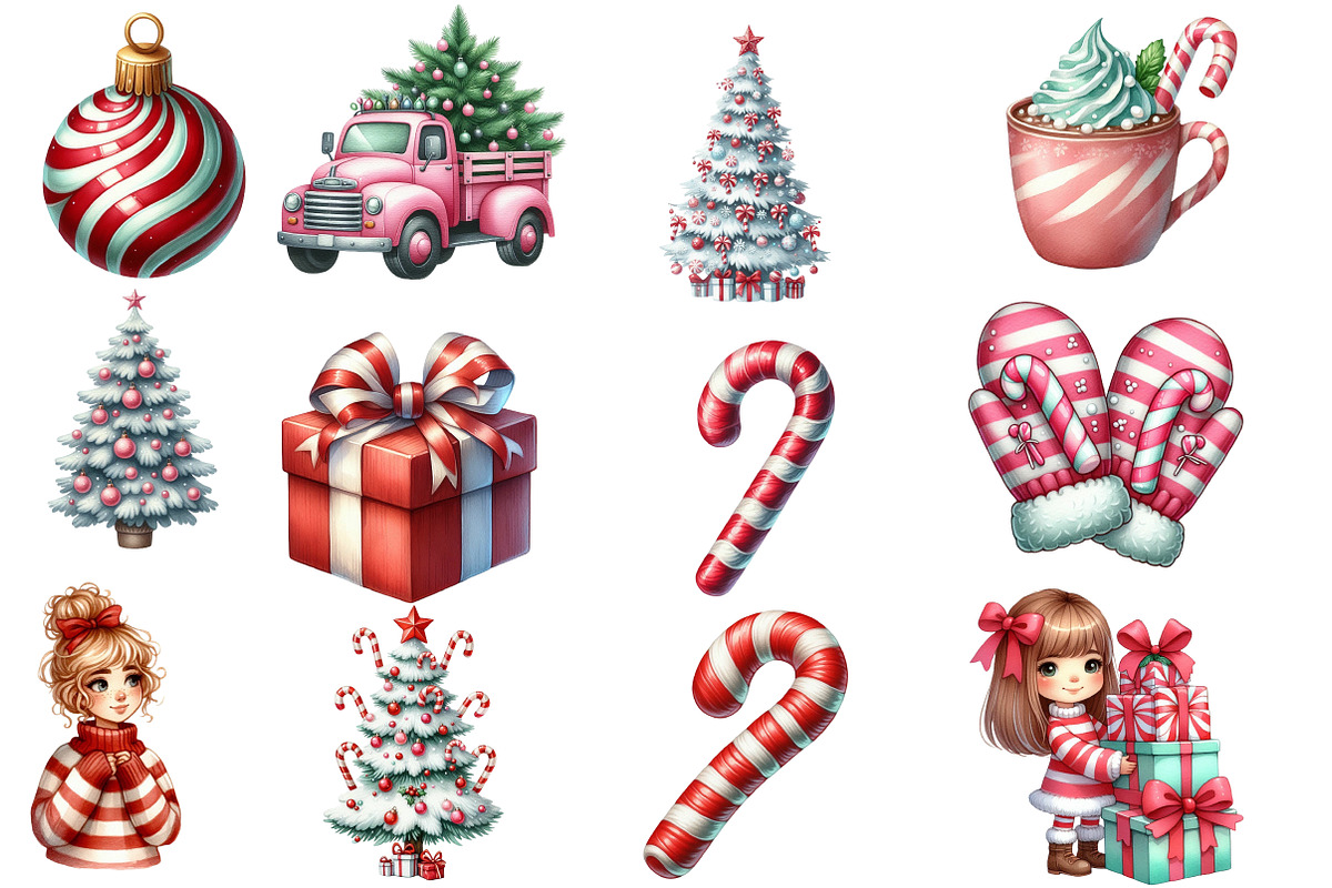 Cozy Winter Candy Cane Clipart, an Illustration by Designworld (Photo 3 of 5)