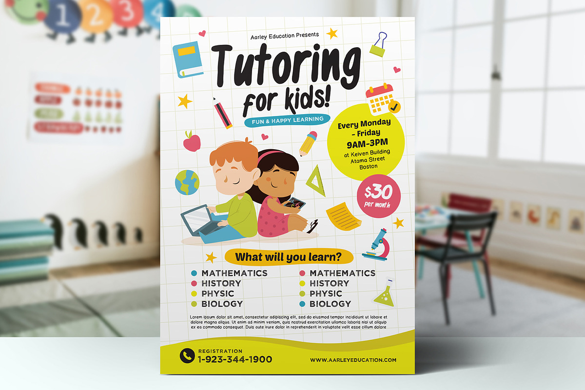 Tutoring For Kids Flyer, a Flyer Template by Aarley Kaiven (Photo 2 of 2)