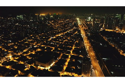Slow motion night traffic route at, an Architecture Photo by Goinyk
